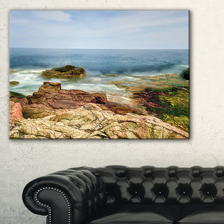 "Thunder Hole Acadia National Park" Oversized Beach Canvas Artwork, 40"x20"