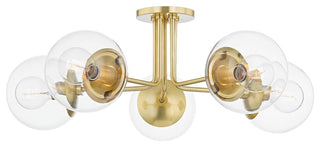 Meadow 5-Light Semi Flush, Aged Brass