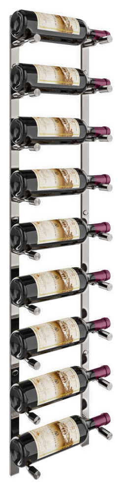 Vino Pins Flex 45 (wall mounted metal wine rack), Gunmetal, 9 Bottlles