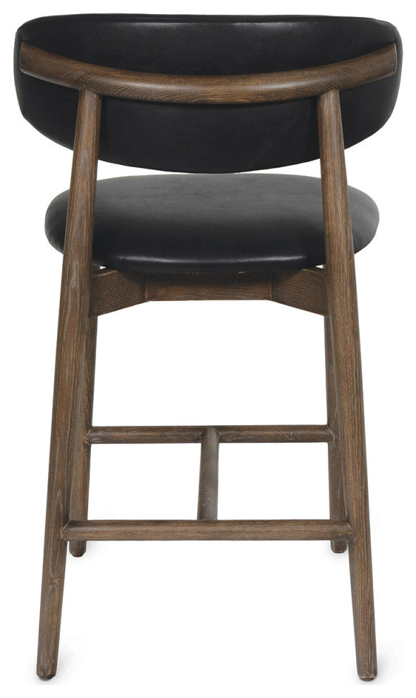 Ethan Leather Counter Stool, Antique Black