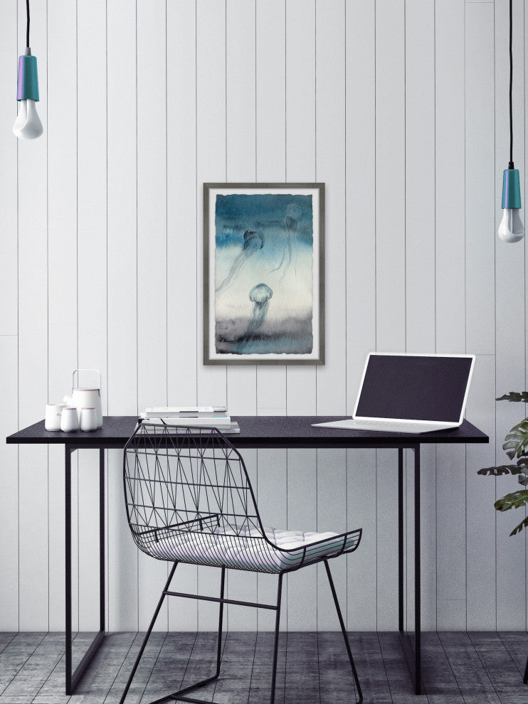 "Jellyfish Gather" Framed Painting Print, 16x24