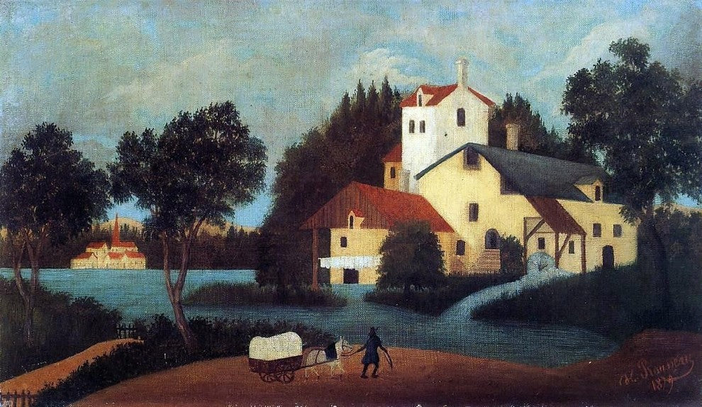 Henri Rousseau Wagon in Front of the Mill, 18"x27" Gallery Wrapped Canvas