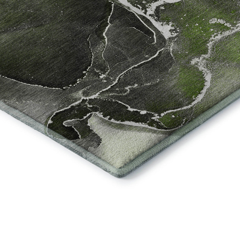 Premium Machine Washable Mayfield AMF503 Green 3' x 5' Rug