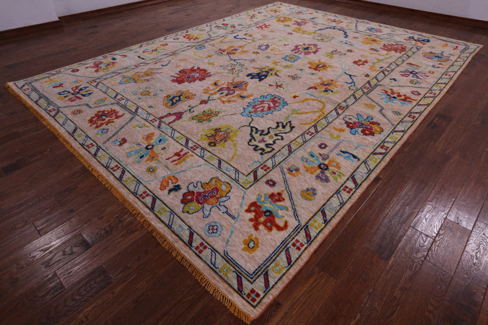 10' 4" X 13' 10" Turkish Oushak Hand Knotted Wool Rug - Q14778