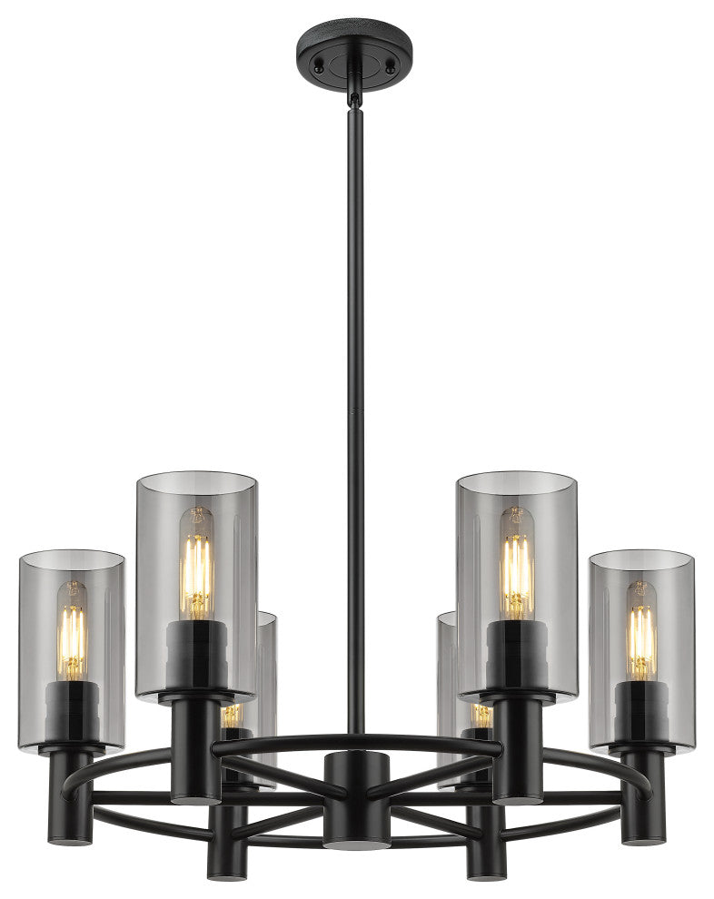 Innovations Crown Point 6 24" Chandelier Matte Black