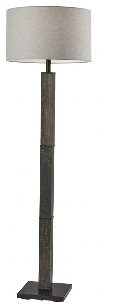 62" Black Traditional Shaped Floor Lamp With Off-White Drum Shade