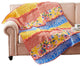 Benzara BM293444 Quilted Ruffled Throw Blanket, Polyester Fill, Multicolor