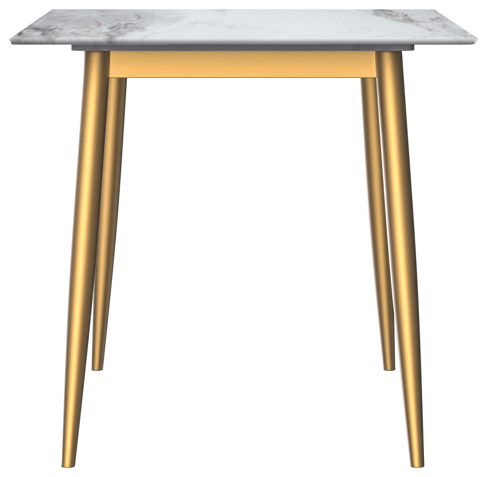 Zayle Dining Table with Rectangular Tabletop in Steel, Medium Grey, 71" Wide