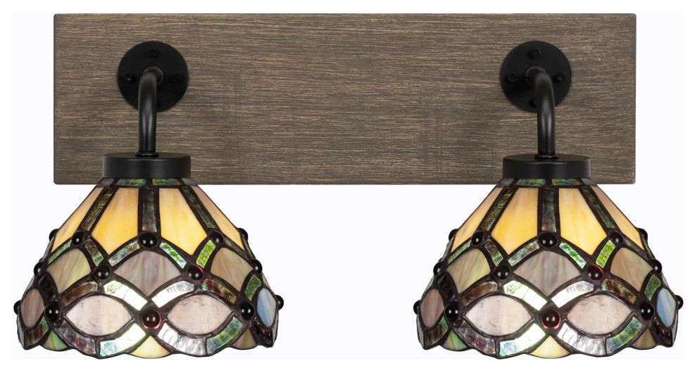 Oxbridge, Bath Bar, Matte Black & Painted Distressed Metal, 7" Grand Merlot Art