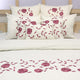 Queen Duvet Cover 8 Pc set in Ivory Self Stripe Cotton with Embroidery