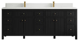 Sonoma 84 Double Sink Reeded Bath Vanity in Black 1.5" White Quartz
