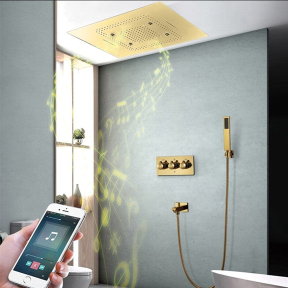 LED Mist Hot and Cold Shower System, Square Hand Shower, Phone Control