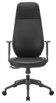 Filip High Back Office Chair, Black Leatherette With Plastic Grey Back Support