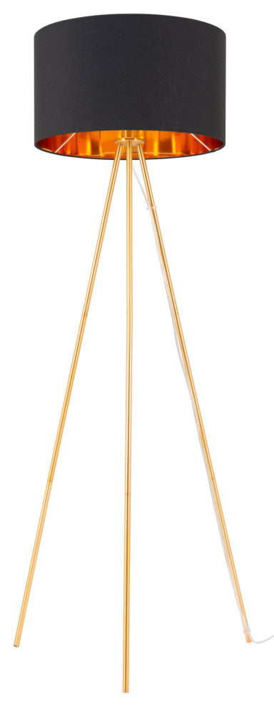 Floor Lamp Light, Steel Metal, Black, Gold, Kitchen Lounge Cafe Bistro Lobby