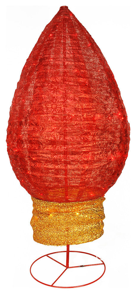 42" Pre-Lit Twinkling LED Red Glitter Light Bulb Christmas Decoration
