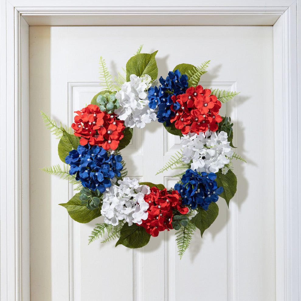22"D Patriotic/Americana Hydrangea Wreath