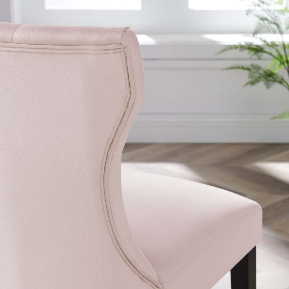 Side Dining Chair, Set of 2, Pink, Velvet, Modern, Cafe Bistro Hospitality