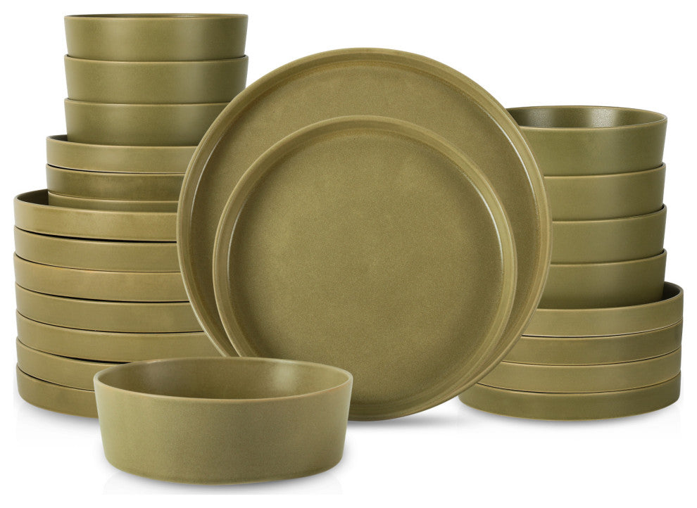 Stone by Mercer Project Modan Stoneware 24 Piece Dinnerware Set, Green