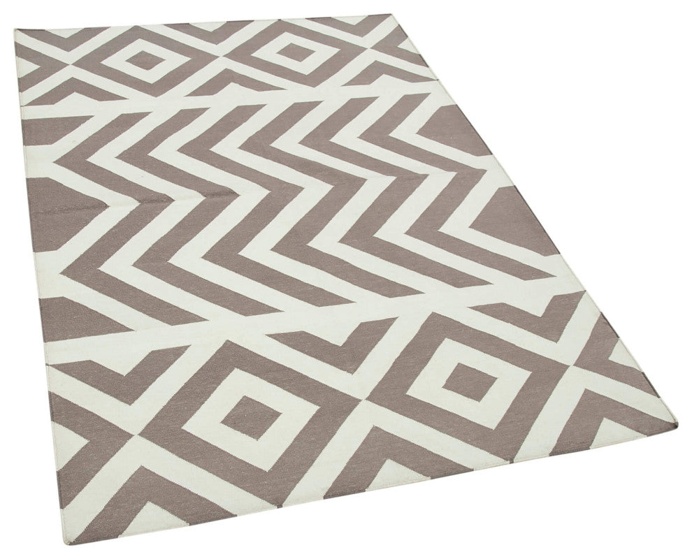 Rug N Carpet - Handmade Wool 3' 9'' x 5' 6'' Flatweave Dhurrie Kilim Rug