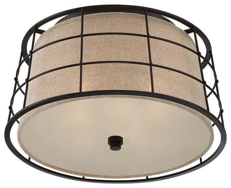 Quoizel LND1616MC Three Light Flush Mount Landings Mottled Cocoa