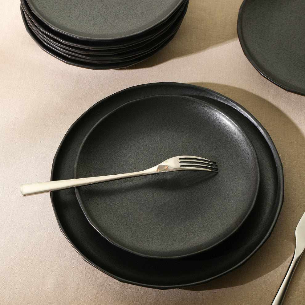 Stone Lain Rio Stoneware Salad Plate Set of 4, Black