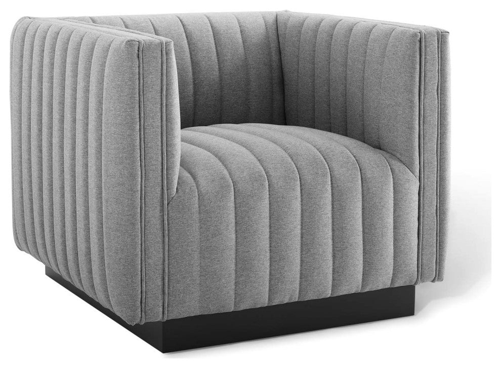 Perception Tufted Upholstered Fabric Armchair Light Gray