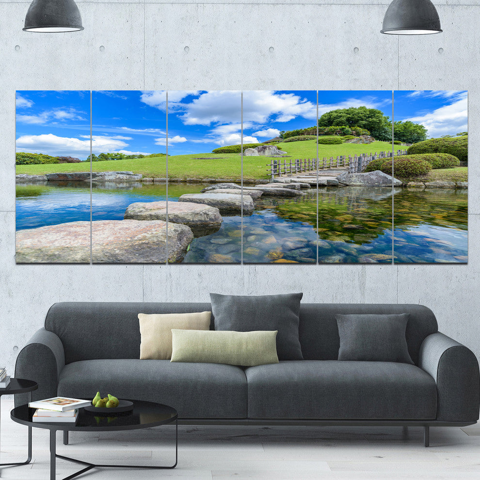 Japanese Garden in Okayama, Landscape Canvas Art Print, 70"x28", 6 Panels