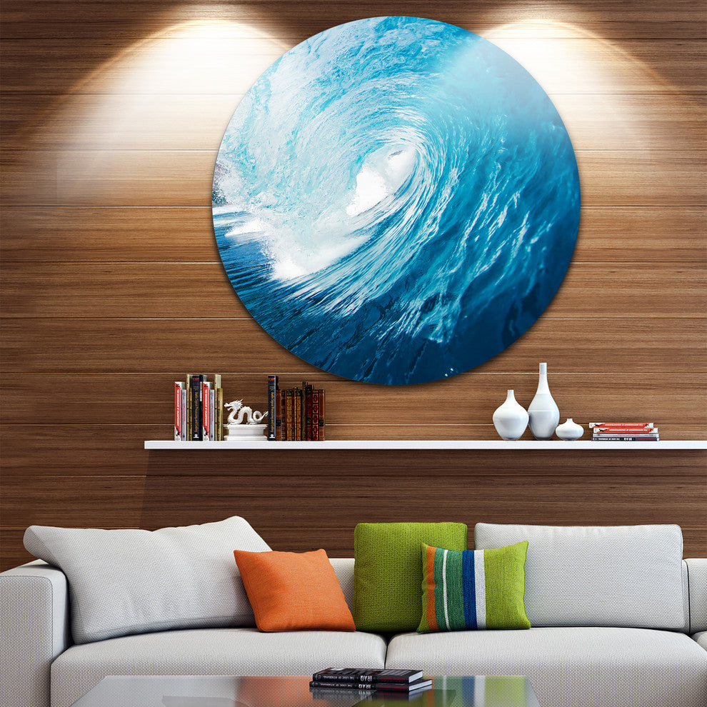 Ocean Waves In Hawaii, Photo Round Wall Art, 36"