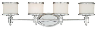 Carlisle Vanity Light, Chrome, White Frosted Opal Glass, 4-Light