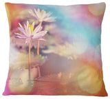 Lotus On Abstract Background Floral Throw Pillow, 16"x16"