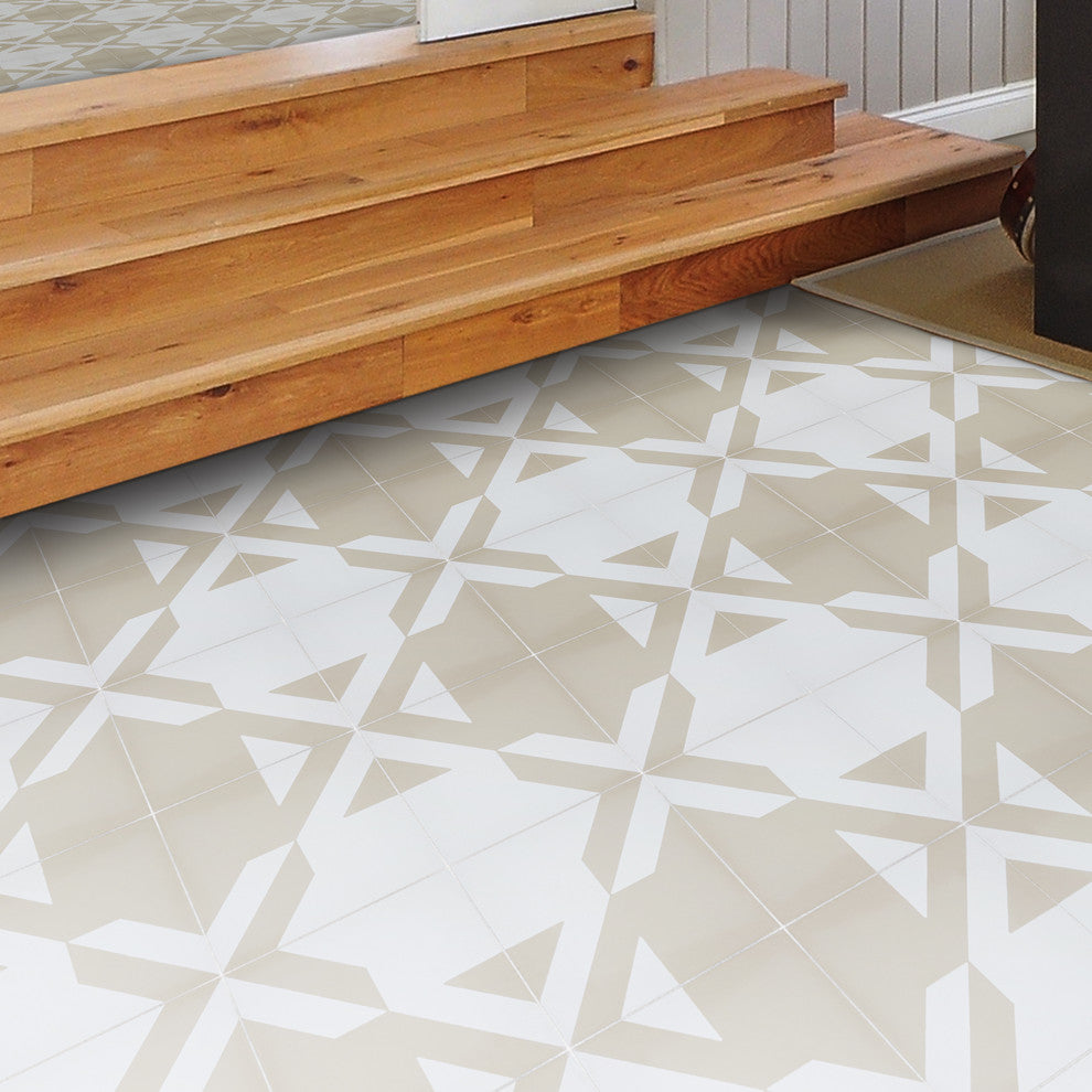 Tantan Handmade Cement Tile, Tan/White, Sample