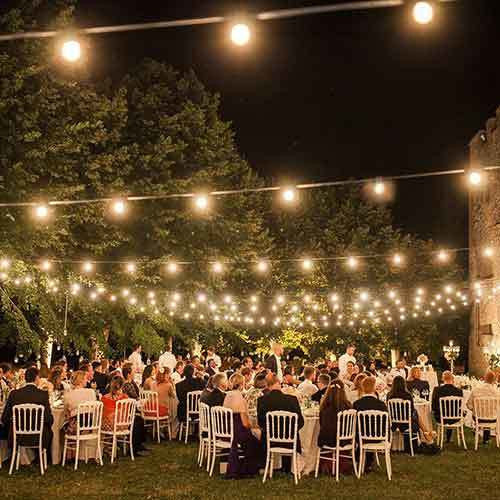 120V Commercial Outdoor Dimmable LED Light String, 24 Bulb / 49' Length