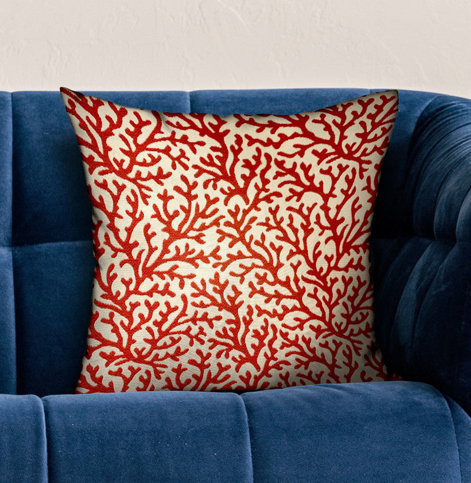 Plutus Sweet Trinidad Red Floral Luxury Throw Pillow, 26"x26"
