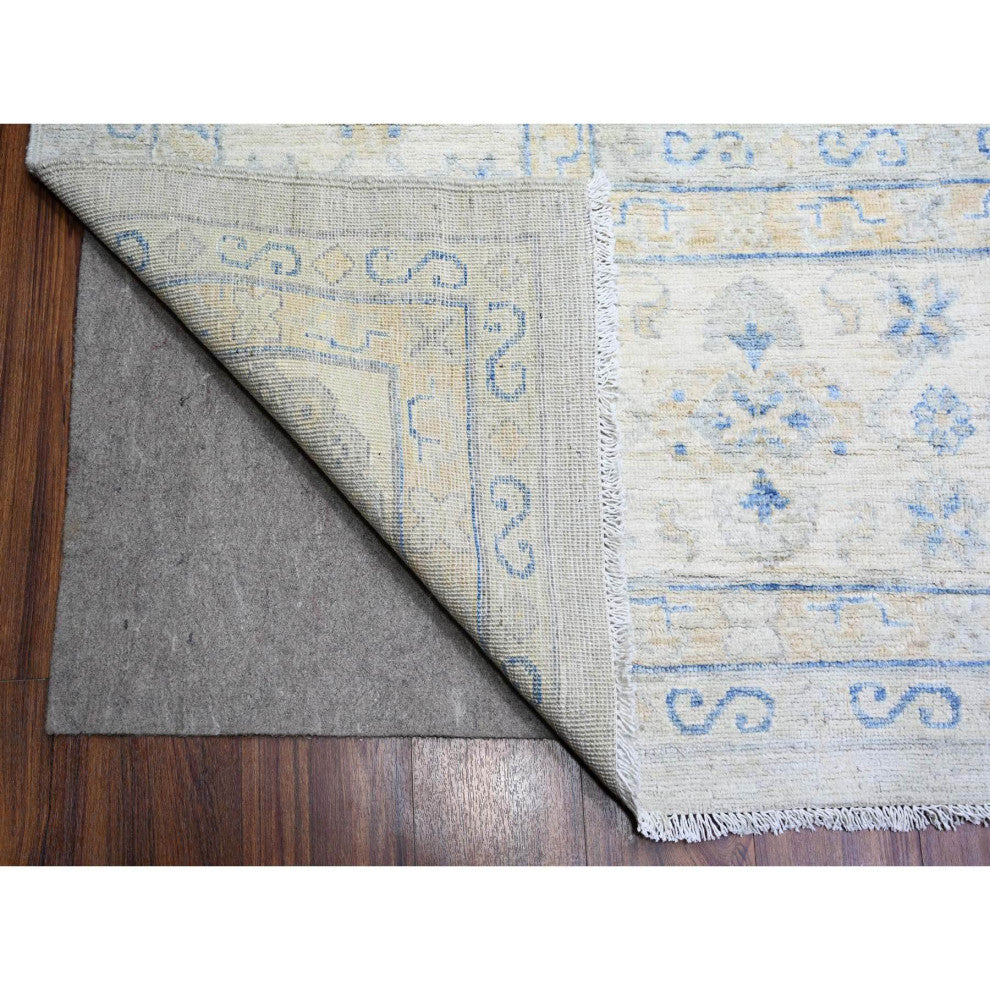 Ivory White Wash Peshawar Wool Hand Knotted Oversized Oriental Rug 11'9"x14'8"