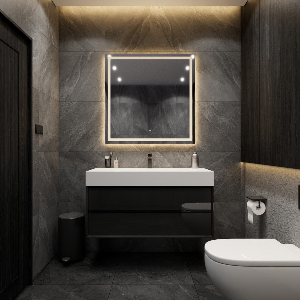 MAX 48" Floating Bath Vanity With Acrylic Sink, Gloss Black