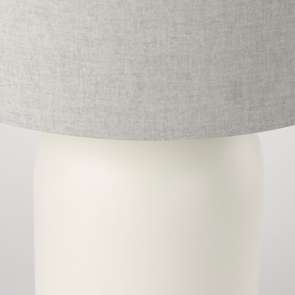 Cato 20.0Lx20.0Wx33.5H Cream Base With White Shade Table Lamp