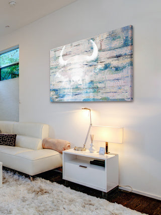 "White Bull Shadow" Painting Print on Wrapped Canvas, 30"x20"