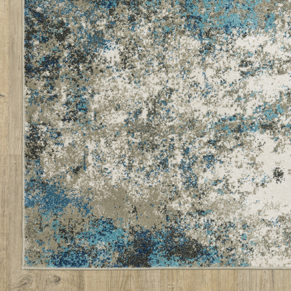Vander Casual Abstract Power-Loomed Area Rug, Blue/Gray, 3'10"x5'5"