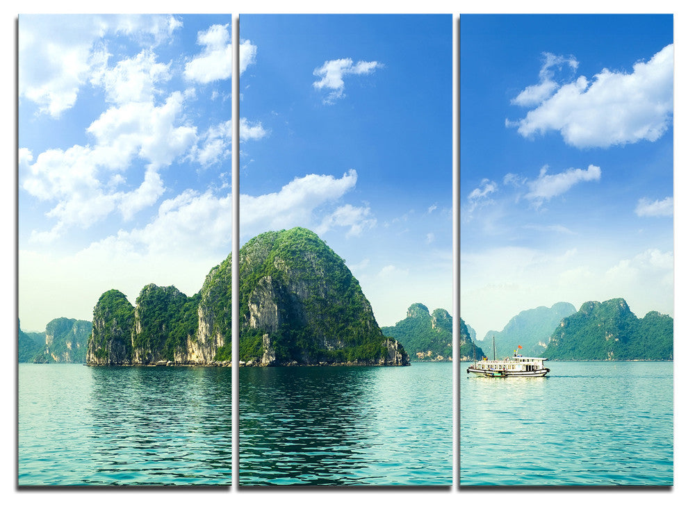 "Ha Long Bay in Vietnam" Metal Wall Art, 3 Panels, 36"x28"