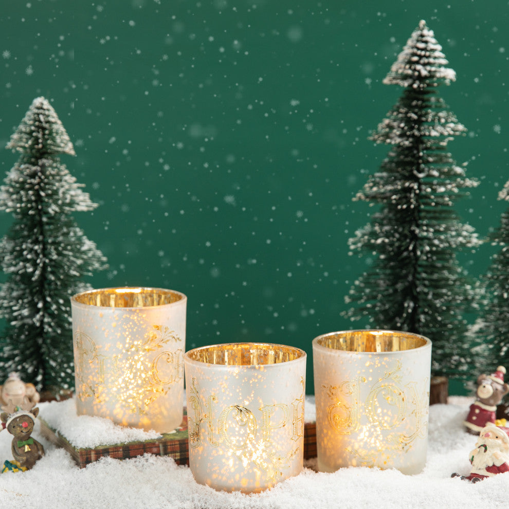 3-Piece Set Nativity Glass Candle Holders