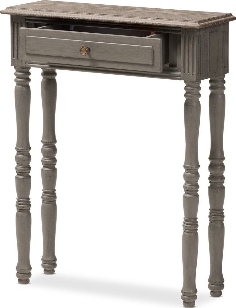 Noemie Country Cottage Farmhouse Brown 1-Drawer Console Table
