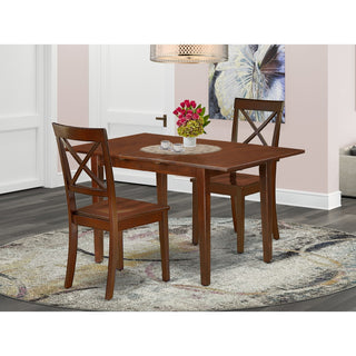 3Pc Rectangle 48/60" Kitchen Table, 12, Leaf And Pair Of Wood Seat Chairs