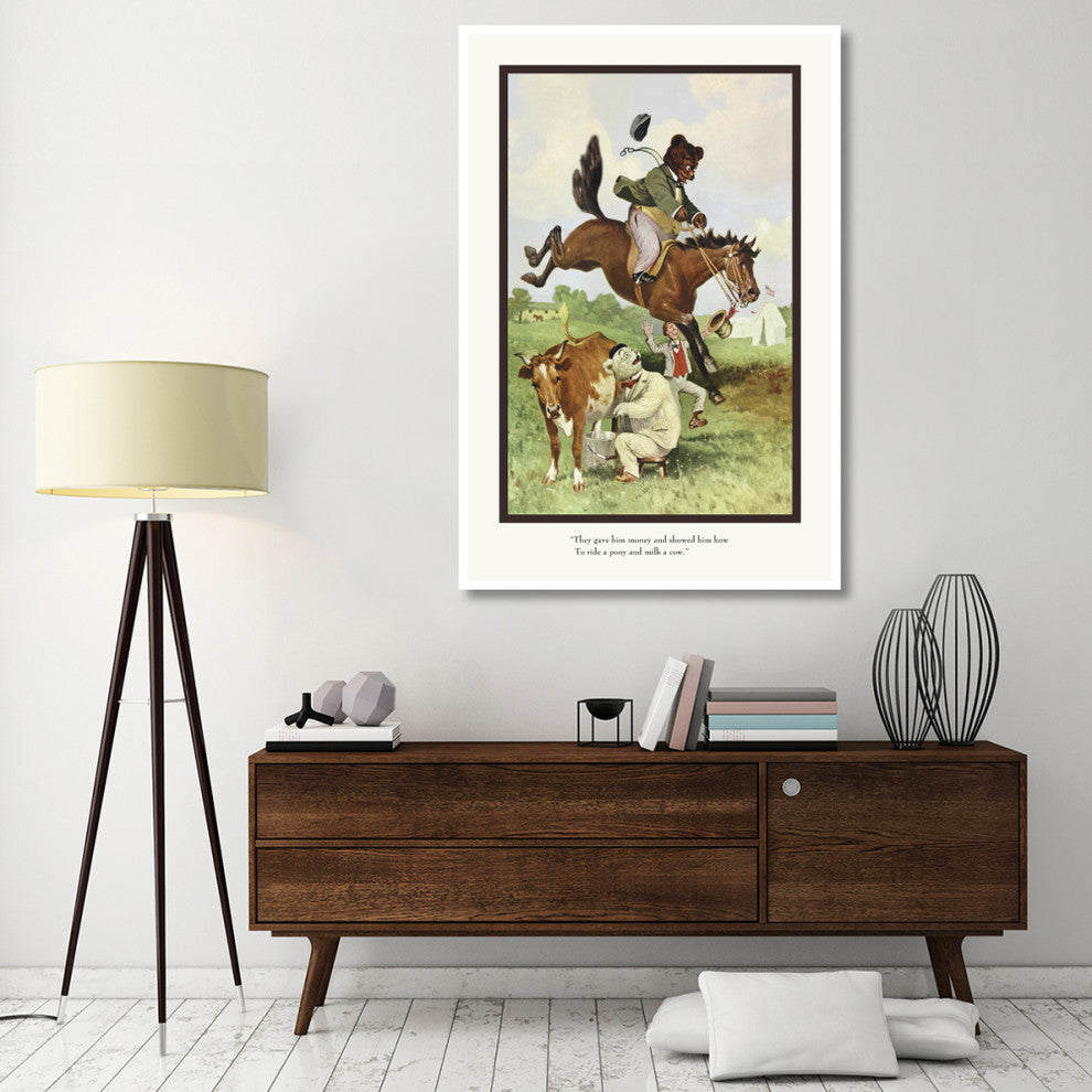 "Teddy Roosevelt's Bears: Teddy B and Teddy G on the Farm" Paper Art, 42"x62"