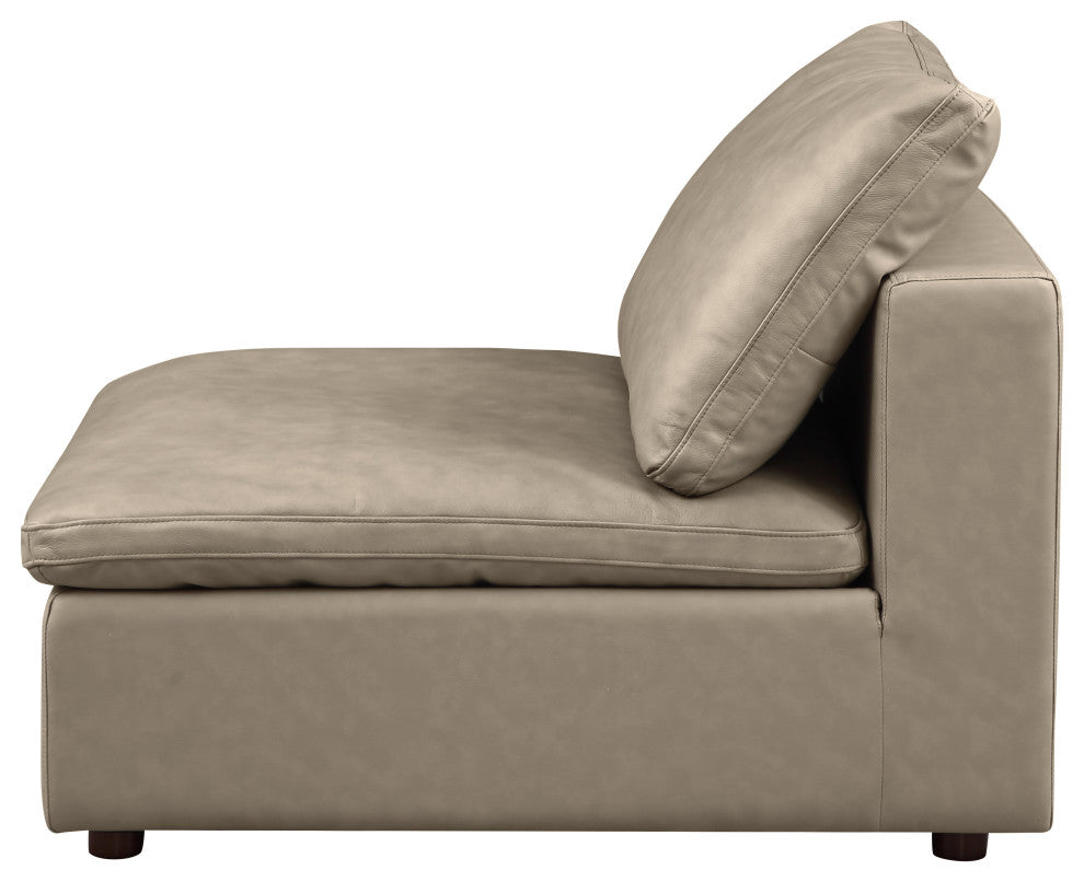 Dante Armless Chair Upholstered, Top Grain Italian Leather