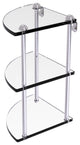 Three Tier Corner Glass Shelf, Polished Chrome