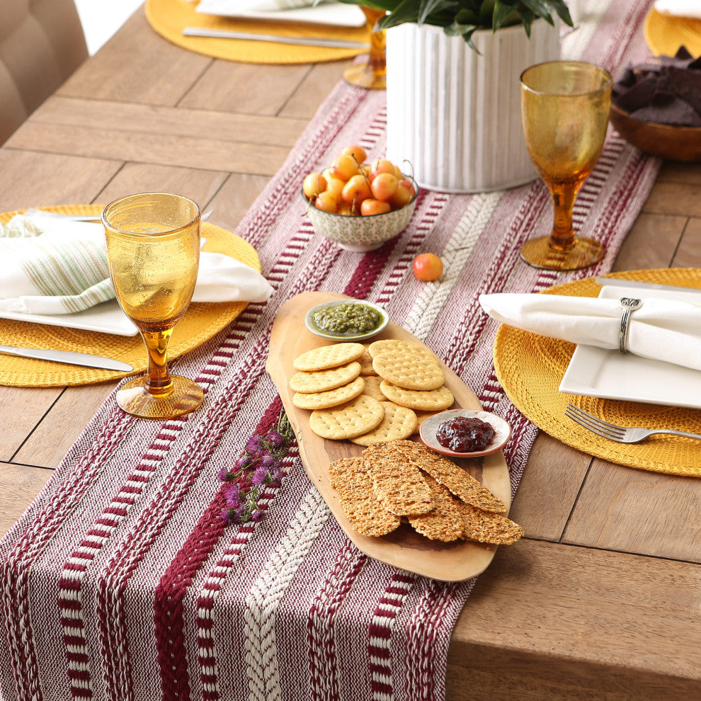 Wine Braided Stripe Table Runner 15x72