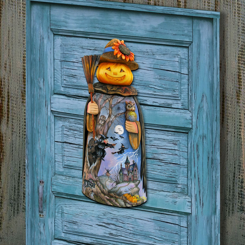 Halloween Scare Craw Pumpkin Head Door Hanger