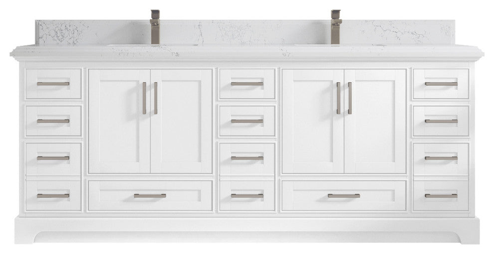 Fenway 84 Double Sink Bath Vanity in White 1.5" Empira Quartz