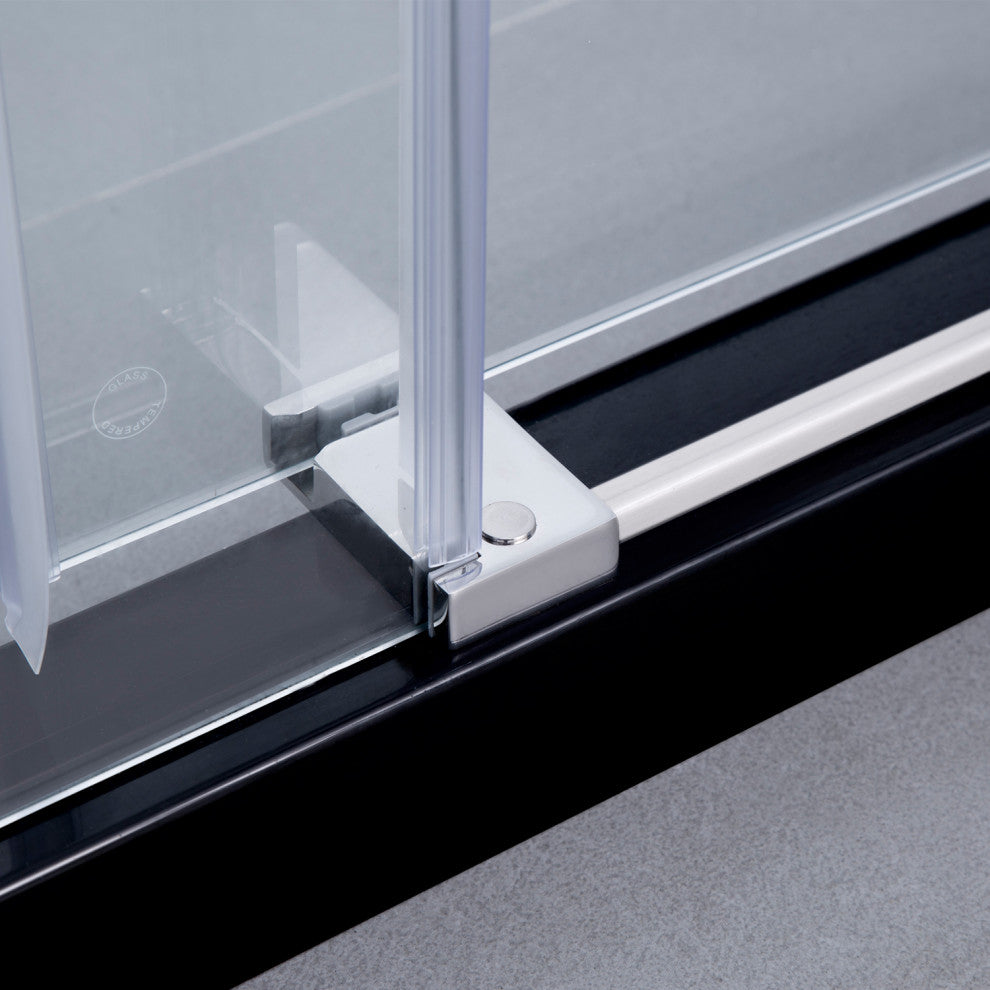 Massa Single Sliding Frameless Shower Door, Polished Chrome, 60"x76"
