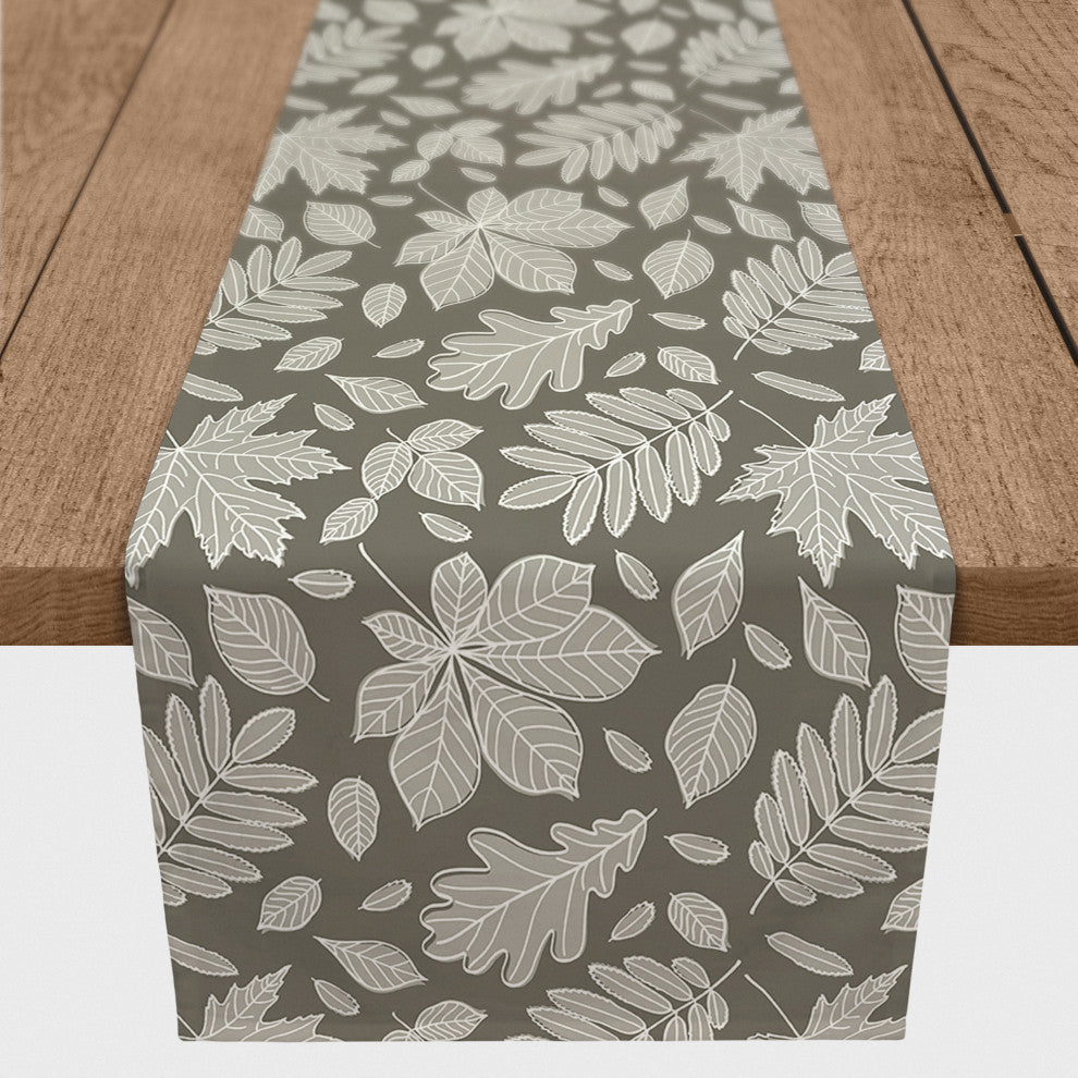 Gray Leaf Pattern Runner